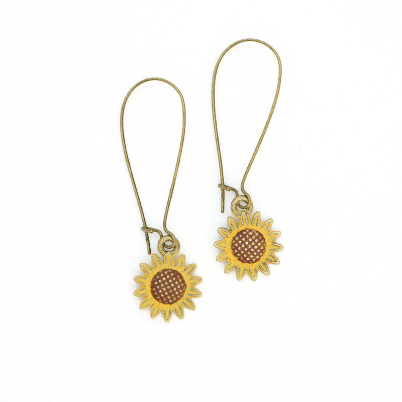 Sunflower Earrings - Hand Painted Charm Earring