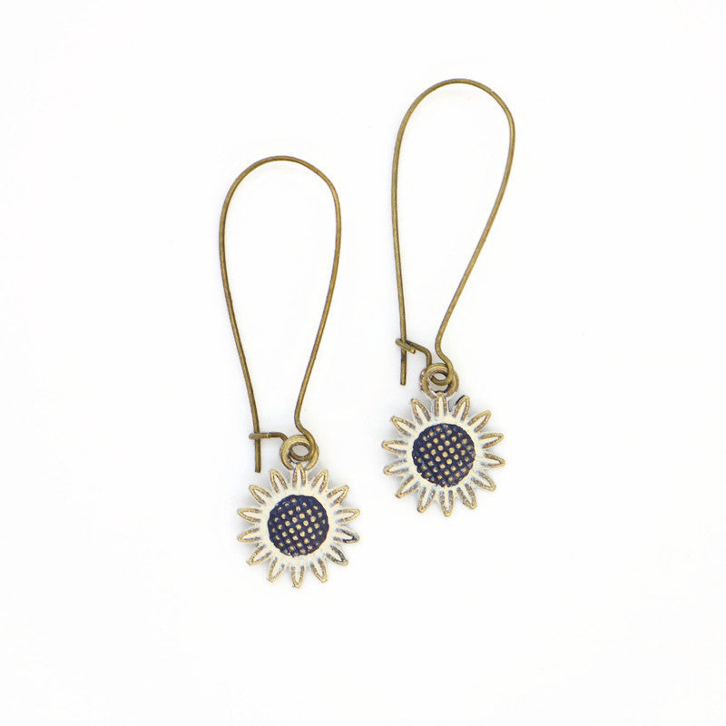 Sunflower Earrings - Hand Painted Charm Earring