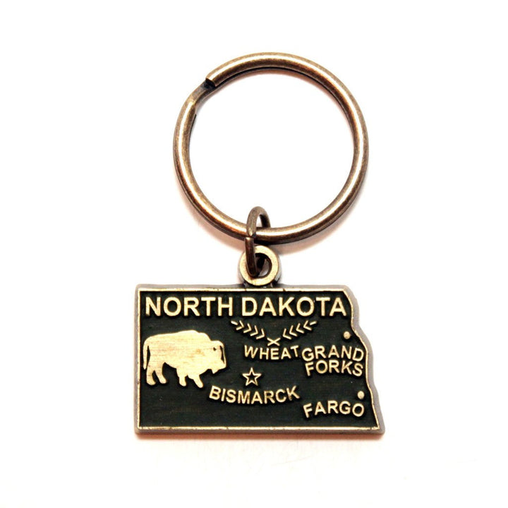 North Dakota Keychain - High Quality Thick Metal State Love Key Ring