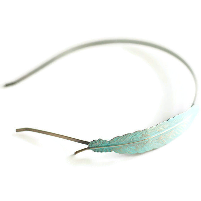 Feather Quill Headband - Hand Painted Antique Bronze