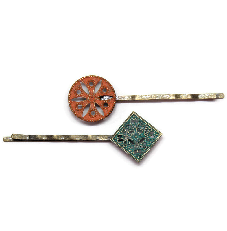 Quilt Trip Mismatched Bobby Pins - Set of 2