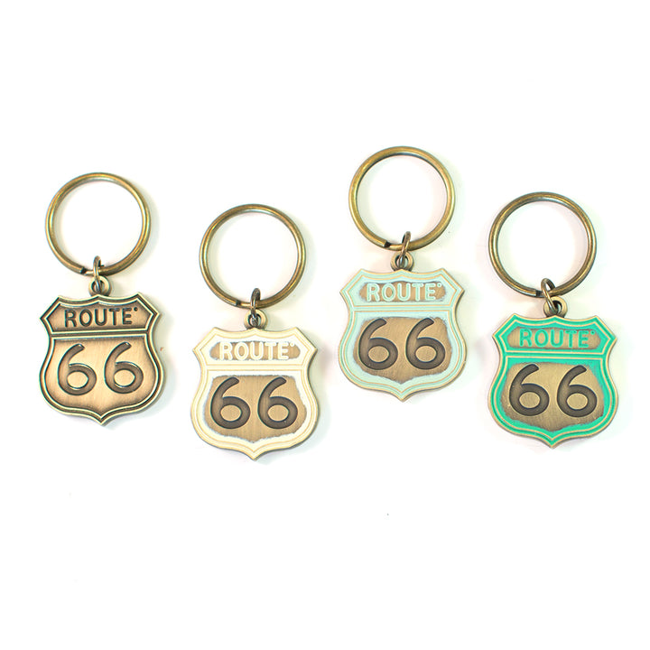 Route 66 Keychain - High Quality Thick Metal Key Ring