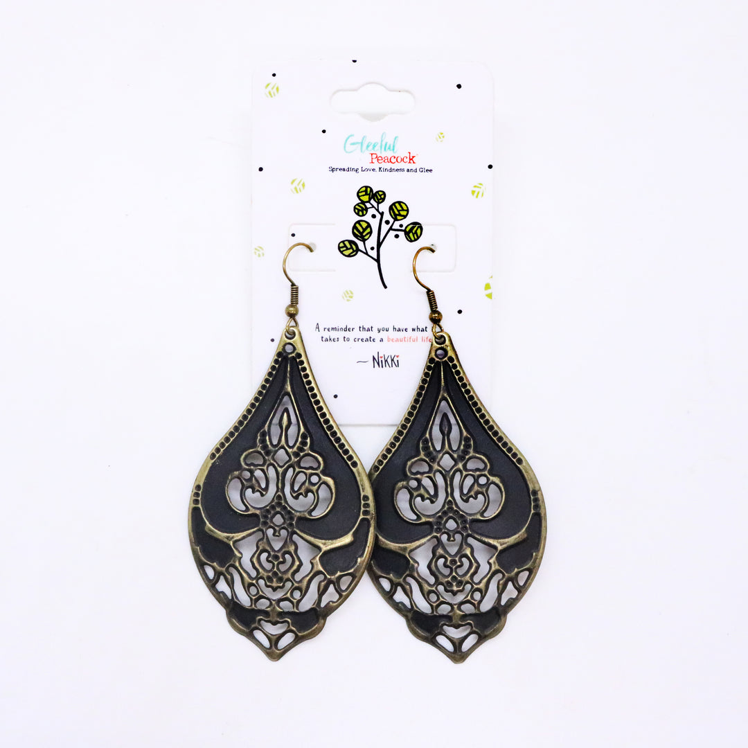 Vindicate Earrings - Hand Painted Ornate Lightweight Filigree