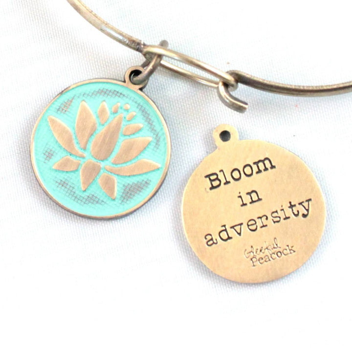 Bloom In Adversity Token Charm Bracelet, Necklace, or Charm Only