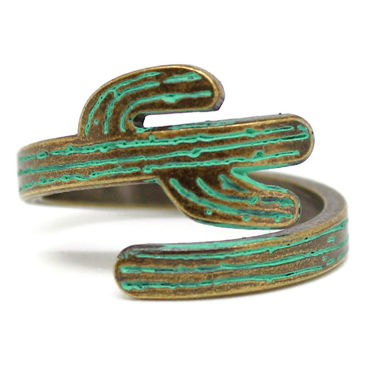 Cactus Ring - Hand Painted Succulent Copper Desert Comfortable Adjustable